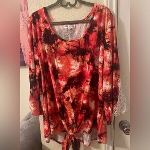 Stem & Vine Plus Size Womens Orange cream lace top size 3X NEW